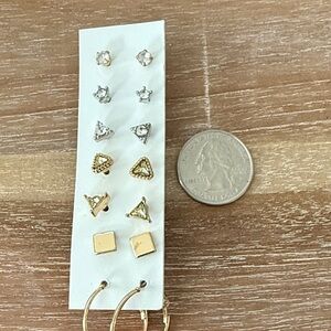 Elegant Gold and Silver Stud Earrings Set